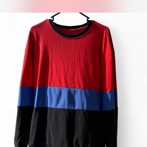 Colorblock Red, Blue, and Black Sweater